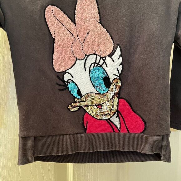 Zara Girls Disney Daisy Duck Sequin Applique Sweatshirt Size 6 - Picture 3 of 14